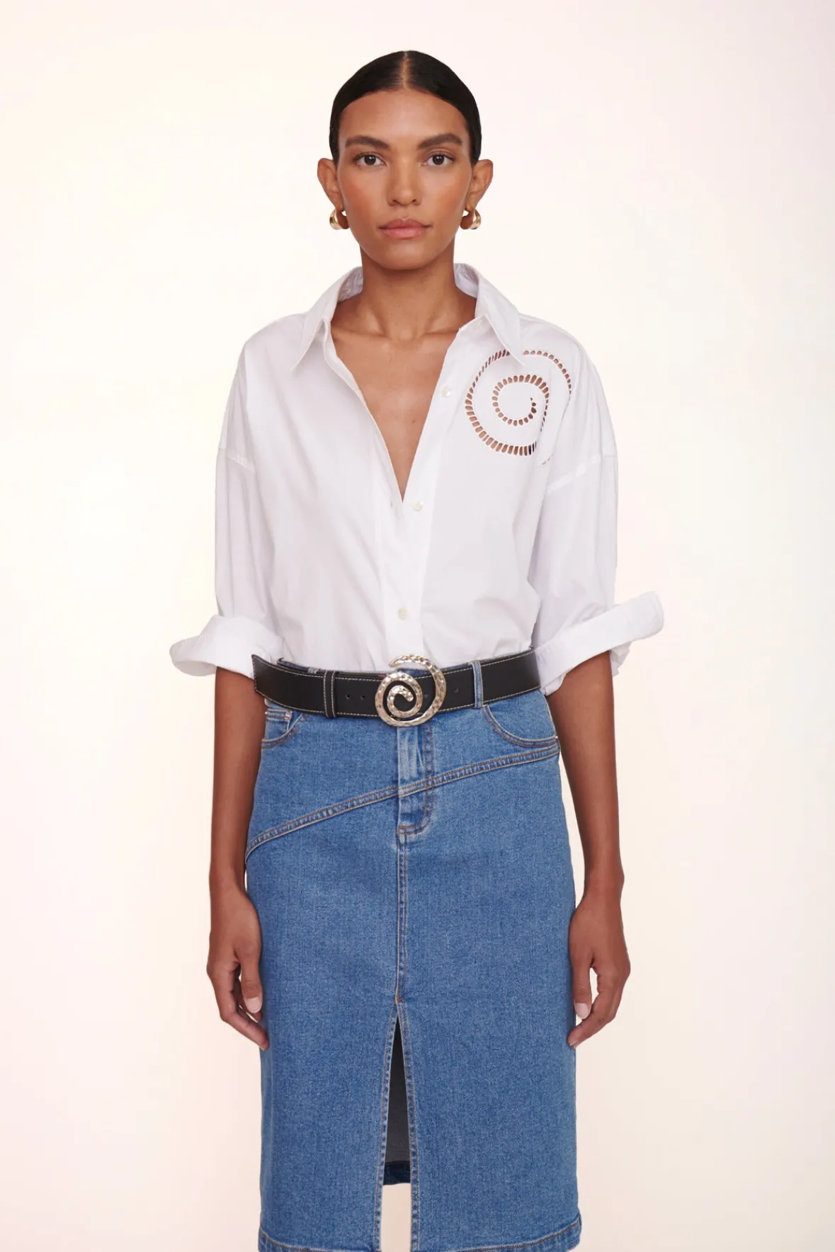 Denim<STAUD HUDSON SKIRT MEDIUM WASH MEDIUMWASH