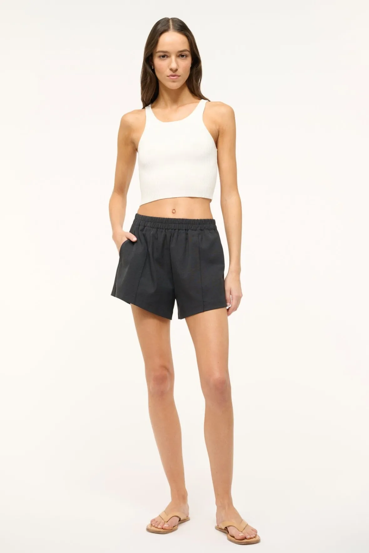 Spring Suiting|Essentials<STAUD IBISCO CROPPED TANK WHITE
