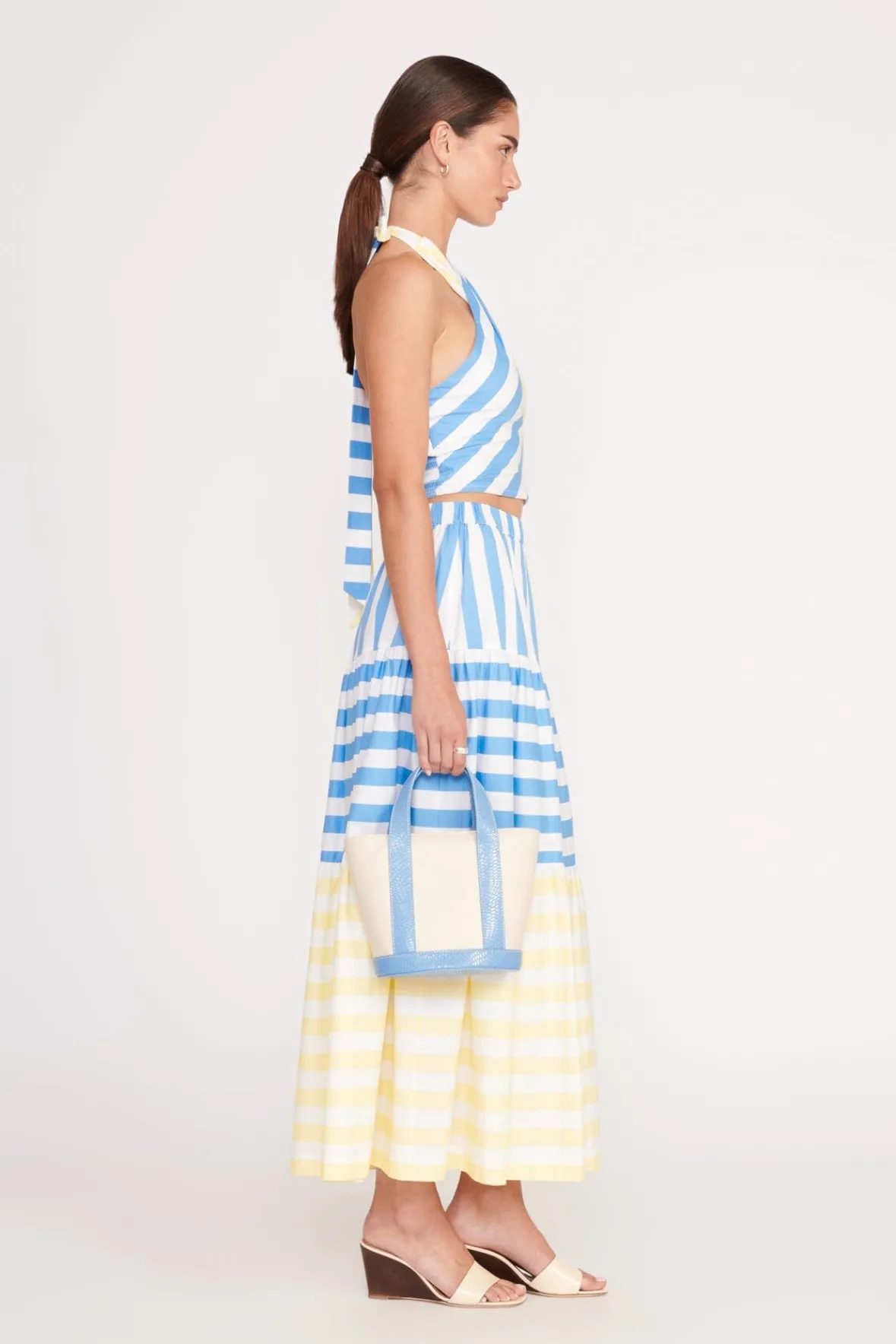 Poplin Shop|Skirts<STAUD IDALINO SKIRT BUTTERCUP SEASHORE STRIPE BUTTERCUPSEASHORESTRIPE