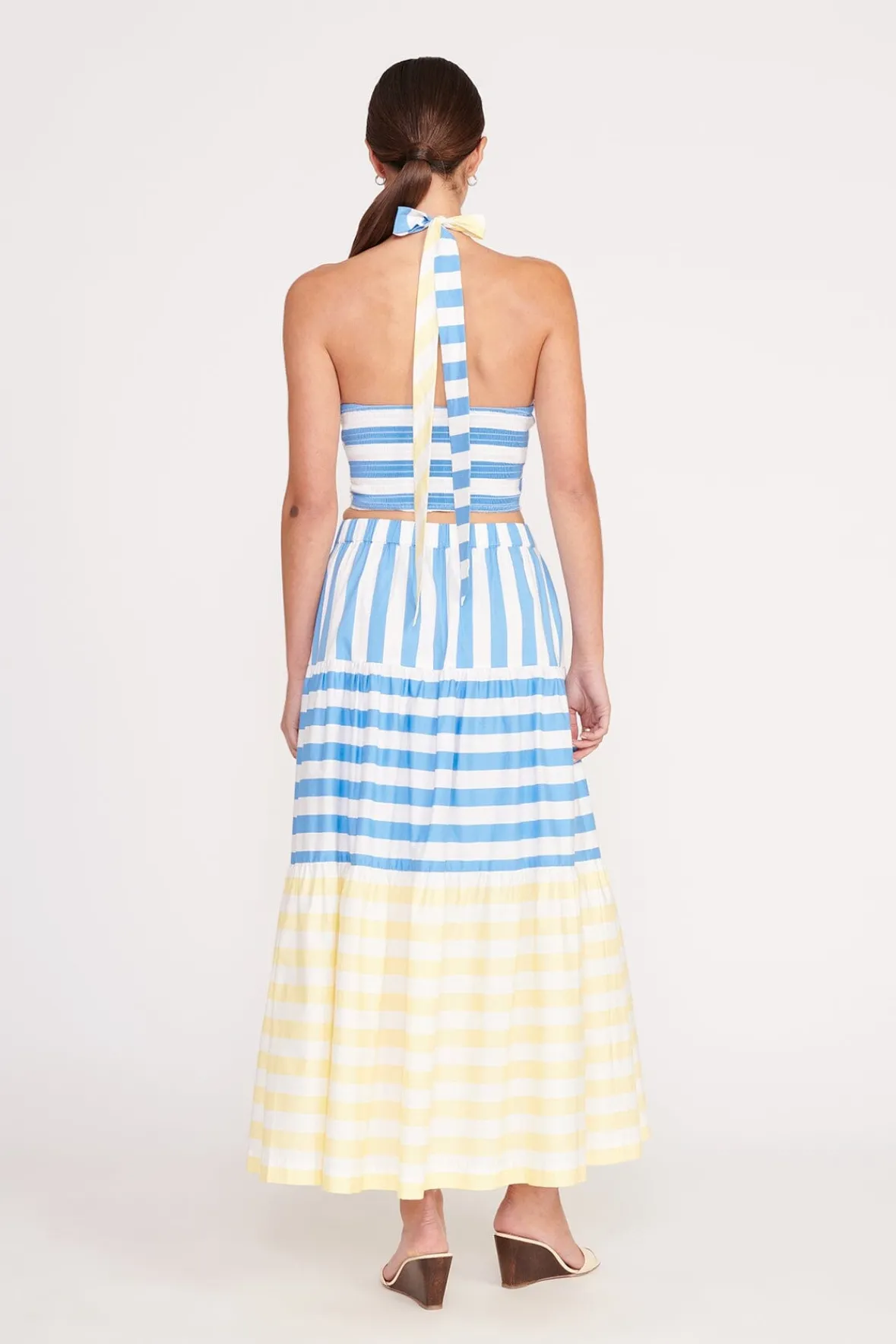 Poplin Shop|Skirts<STAUD IDALINO SKIRT BUTTERCUP SEASHORE STRIPE BUTTERCUPSEASHORESTRIPE
