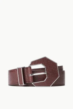 Belts<STAUD INLAY BUCKLE BELT   MAHOGANY