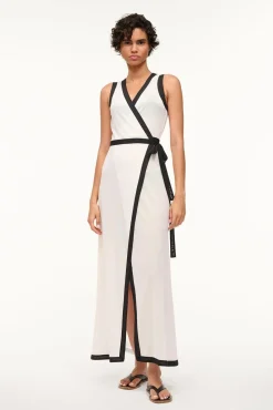 Cover-Ups<STAUD ISCHIA COVERUP DRESS  WHITE BLACK WHITEBLACK