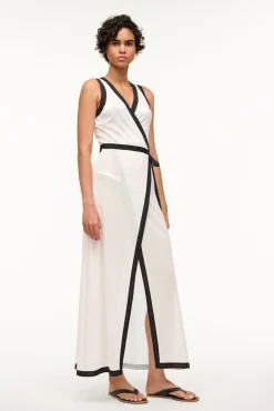 Cover-Ups<STAUD ISCHIA COVERUP DRESS  WHITE BLACK WHITEBLACK
