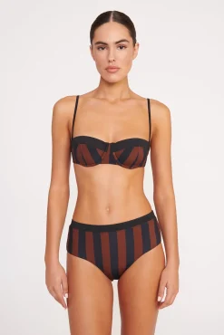 Bikinis<STAUD JO BALCONETTE BIKINI TOP  BLACK TAN SEASHORE STRIPE BLACKTANSEASHORESTRIPE
