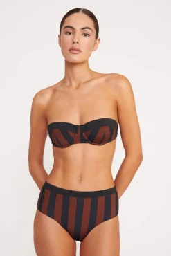 Bikinis<STAUD JO BALCONETTE BIKINI TOP  BLACK TAN SEASHORE STRIPE BLACKTANSEASHORESTRIPE