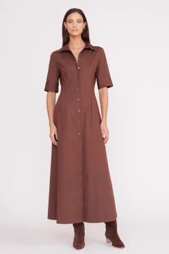 Poplin Shop<STAUD JOAN MAXI DRESS   MAHOGANY