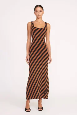 Dresses<STAUD KATIE DRESS BLACK TAN SEASHORE STRIPE BLACKTANSEASHORESTRIPE