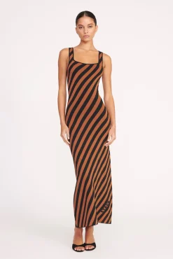 Dresses<STAUD KATIE DRESS  BLACK TAN SEASHORE STRIPE BLACKTANSEASHORESTRIPE