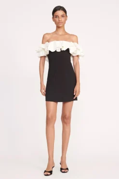 Dresses<STAUD KIARA DRESS BLACK IVORY BLACKIVORY