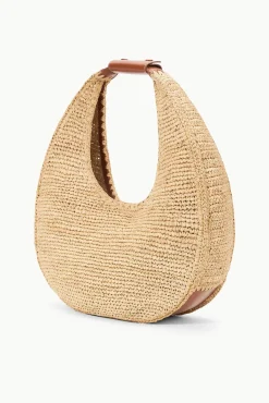 Moon|Totes<STAUD LARGE RAFFIA MOON BAG  NATURAL RAFFIA NATURALTAN