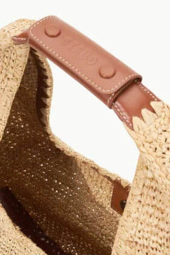 Moon|Totes<STAUD LARGE RAFFIA MOON BAG  NATURAL RAFFIA NATURALTAN