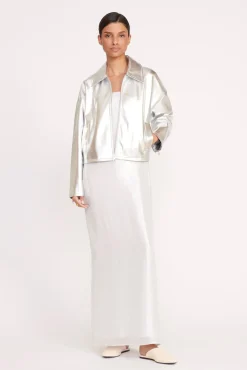Outerwear & Jackets<STAUD LENNOX JACKET   SILVER