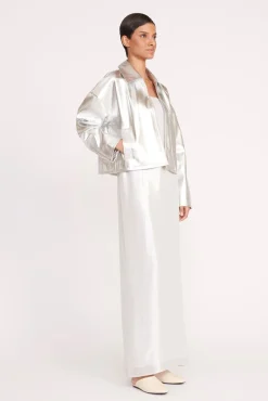 Outerwear & Jackets<STAUD LENNOX JACKET   SILVER