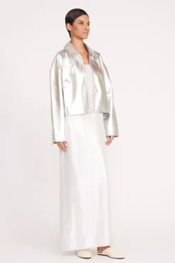 Outerwear & Jackets<STAUD LENNOX JACKET   SILVER