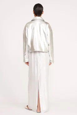 Outerwear & Jackets<STAUD LENNOX JACKET   SILVER