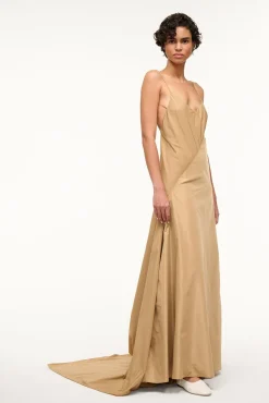The Evening Edit|Dresses<STAUD LEONARDO DRESS   FAWN