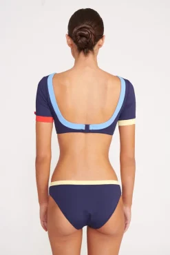 Bikinis<STAUD LILY SHORT SLEEVE BIKINI TOP NAVY COLORBLOCK NAVYCOLORBLOCK