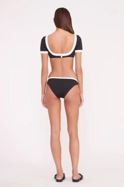 Bikinis<STAUD LILY SHORT SLEEVE BIKINI TOP  BLACK WHITE BLACKWHITE