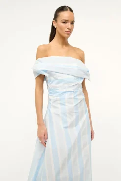 The Evening Edit|Dresses<STAUD LIPARI DRESS  ADRIATIC STRIPE ADRIATICSTRIPE