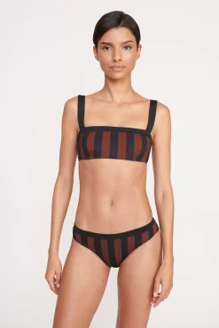 Bikinis<STAUD LIV BIKINI TOP BLACK TAN SEASHORE STRIPE BLACKTANSEASHORESTRIPE