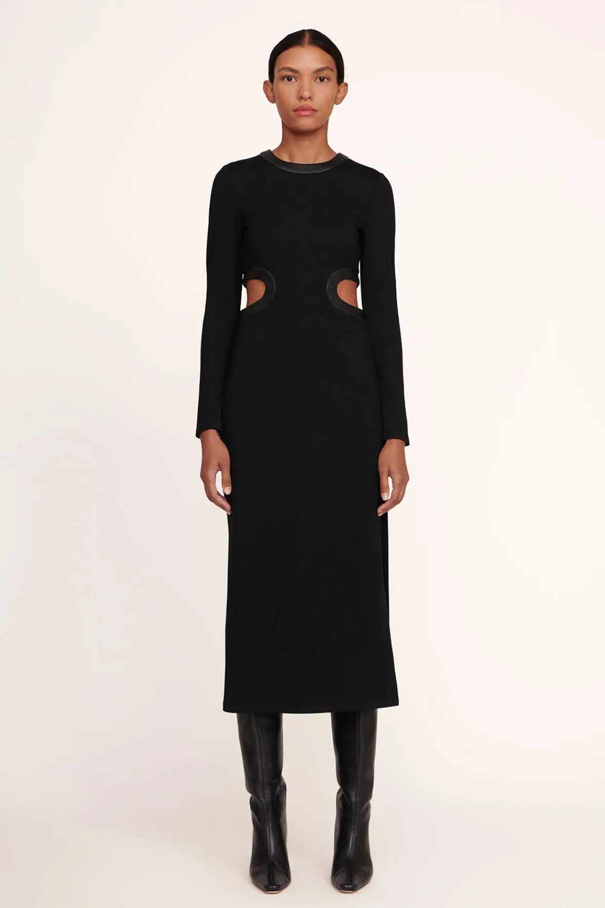 Dresses<STAUD LONG SLEEVE DOLCE DRESS BLACK