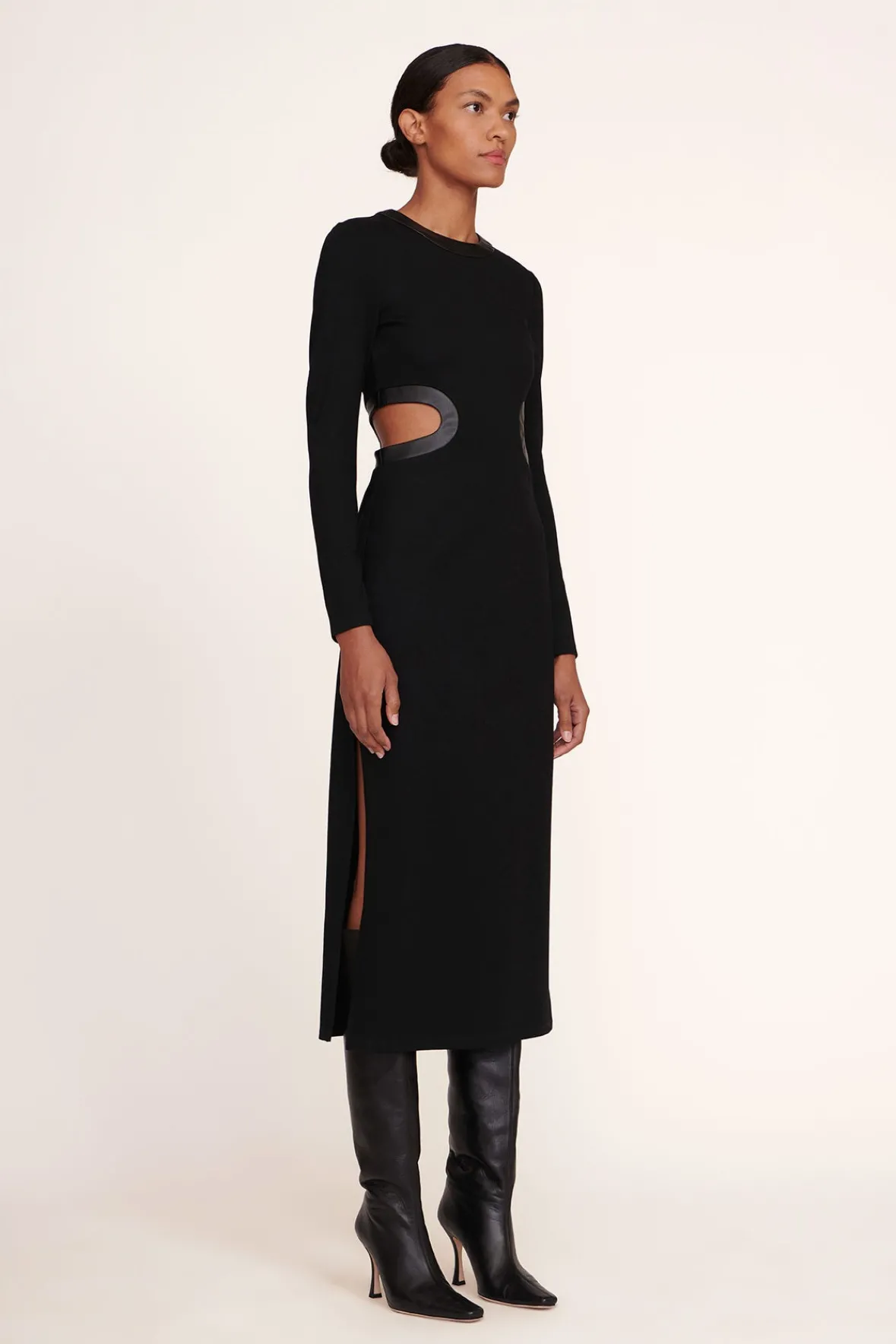Dresses<STAUD LONG SLEEVE DOLCE DRESS BLACK
