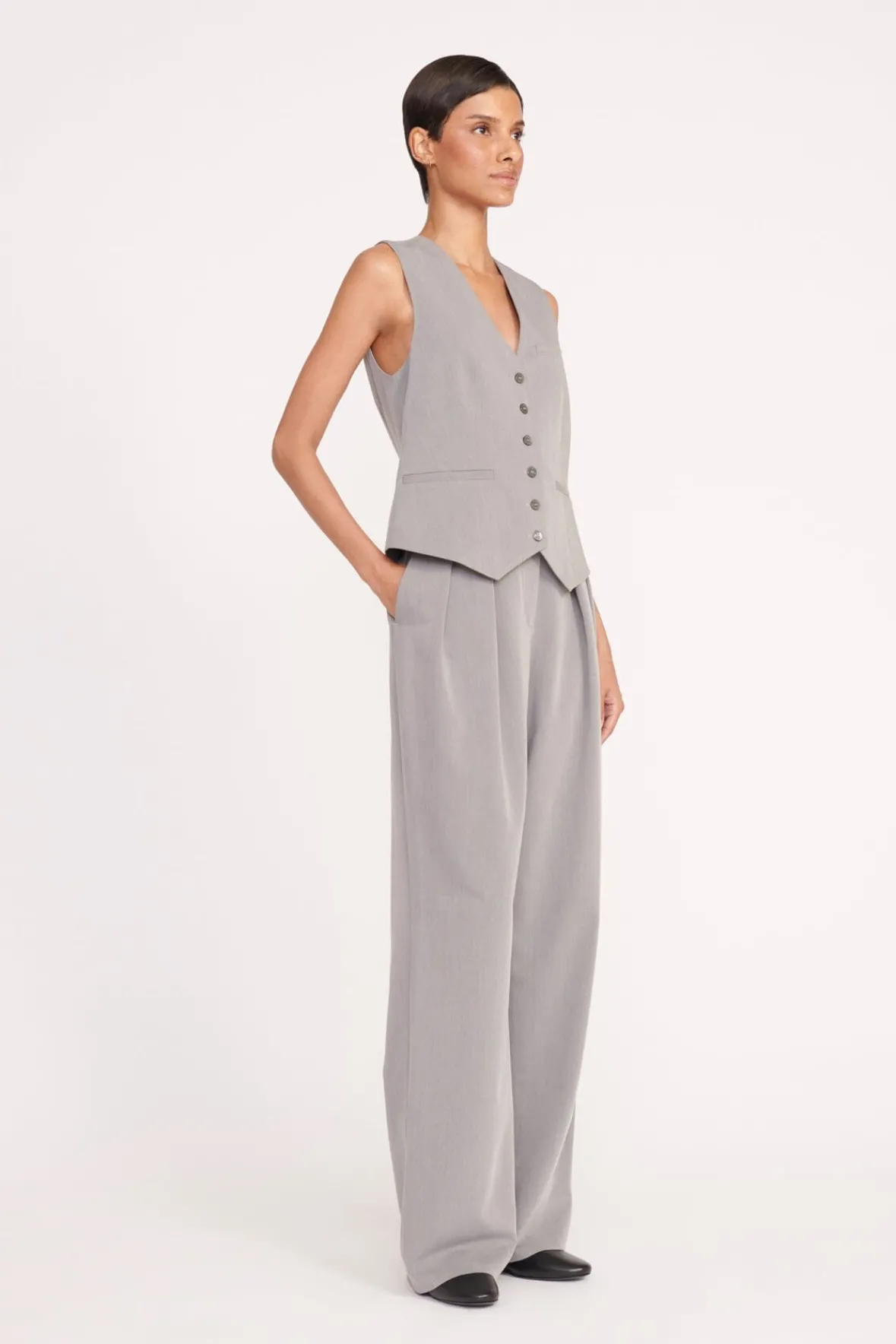 Essentials|Pants & Shorts<STAUD LUISA PANT HEATHER GREY SUITING HEATHERGREY