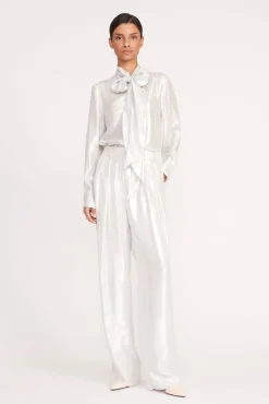 Pants & Shorts<STAUD LUISA PANT   SILVER