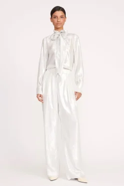 Pants & Shorts<STAUD LUISA PANT   SILVER