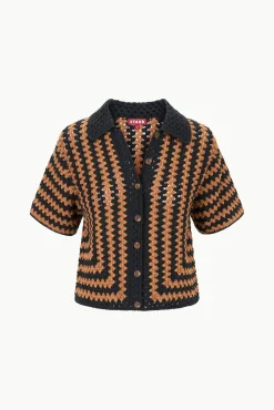 Best Sellers|Cover-Ups<STAUD MABEL TOP  BLACK TAN SEASHORE STRIPE BLACKTANSEASHORESTRIPE
