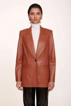 Outerwear & Jackets<STAUD MADDEN BLAZER  WHISKEY VEGAN LEATHER WHISKEYVEGANLEATHER