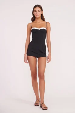 One Pieces<STAUD MAEVE SWIM DRESS  BLACK WHITE BLACKWHITE