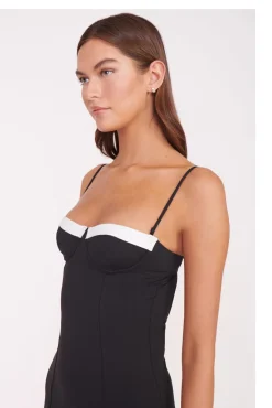 One Pieces<STAUD MAEVE SWIM DRESS BLACK WHITE BLACKWHITE