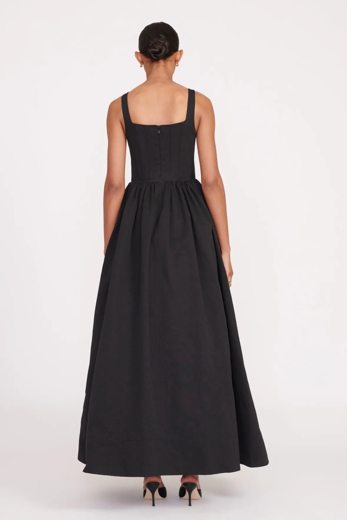 Dresses<STAUD MAXI LANDSCAPE DRESS BLACK