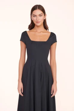 Poplin Shop|The Wells Dress<STAUD MAXI SHORT SLEEVE WELLS DRESS   BLACK