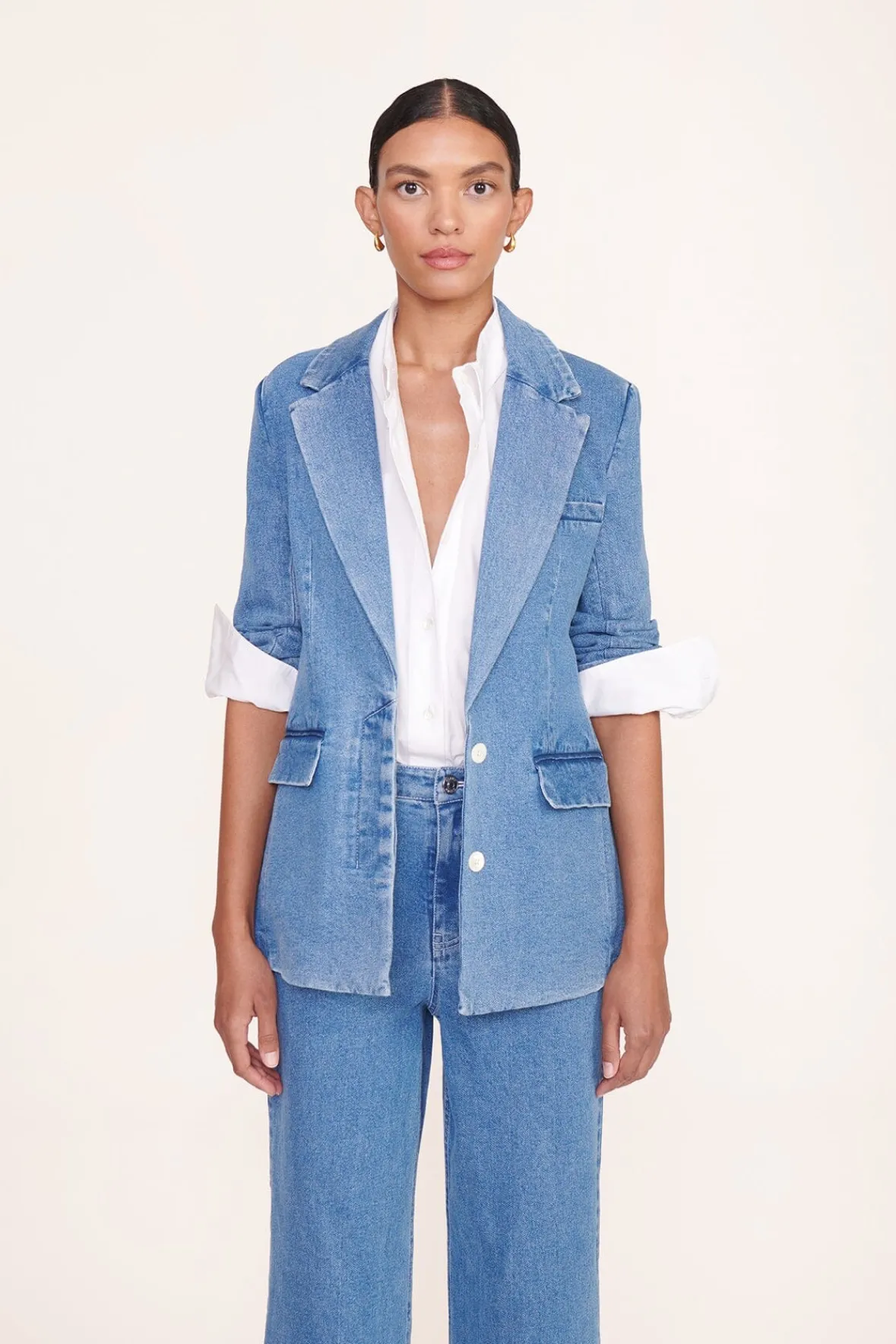 Denim|Outerwear & Jackets<STAUD MAXWELL BLAZER MEDIUM WASH MEDIUMWASH