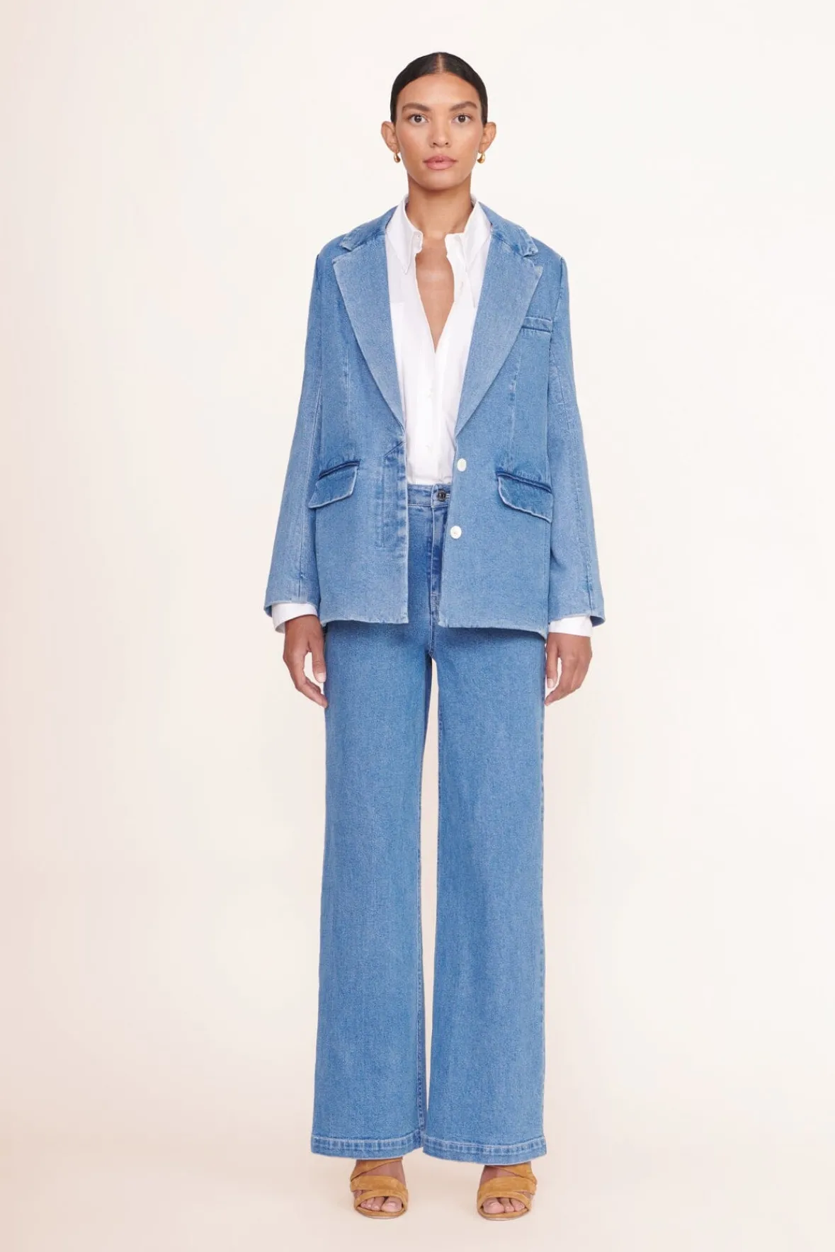 Denim|Outerwear & Jackets<STAUD MAXWELL BLAZER MEDIUM WASH MEDIUMWASH