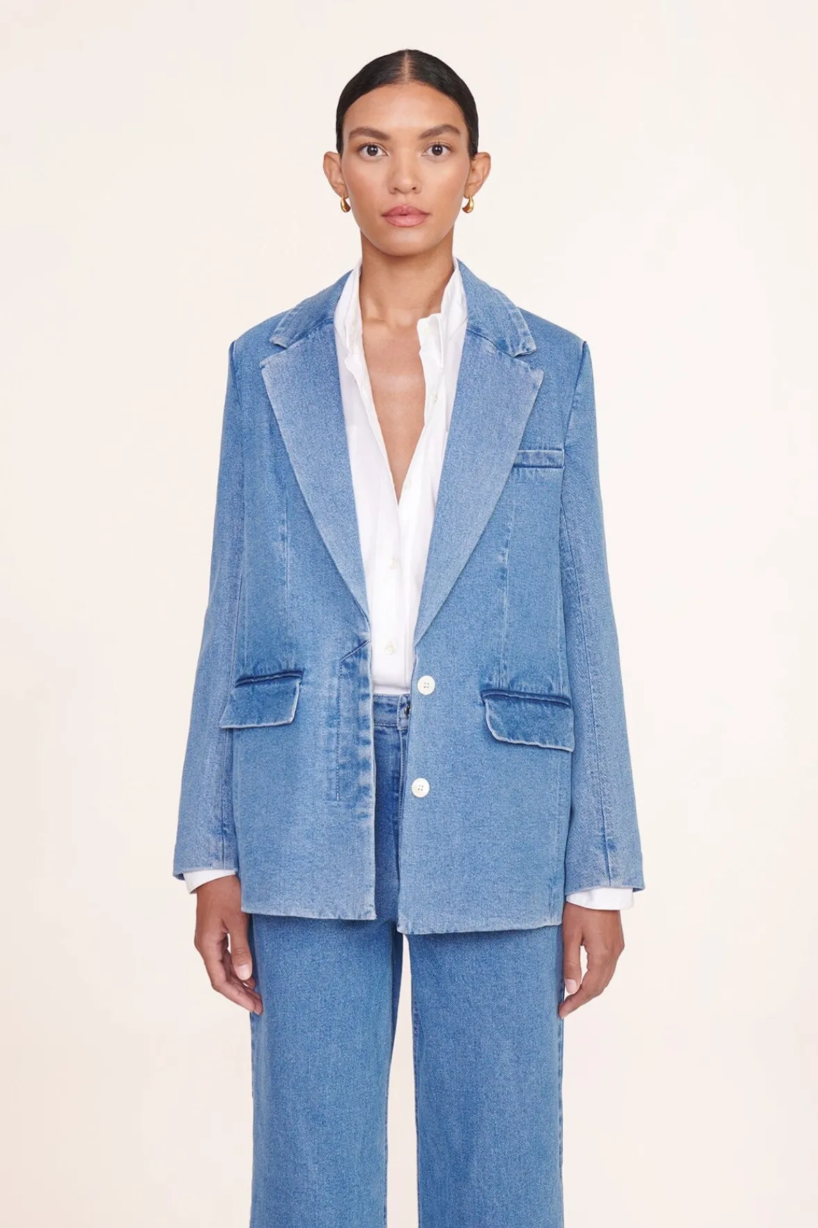 Denim|Outerwear & Jackets<STAUD MAXWELL BLAZER MEDIUM WASH MEDIUMWASH