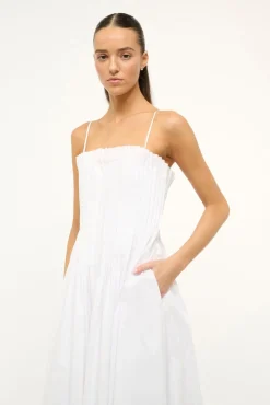 Poplin Shop|Dresses<STAUD MIDI BELLA DRESS   WHITE