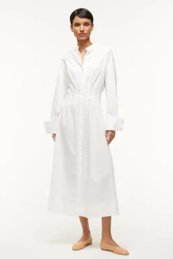 Poplin Shop|Dresses<STAUD MIDI LORENZA DRESS WHITE