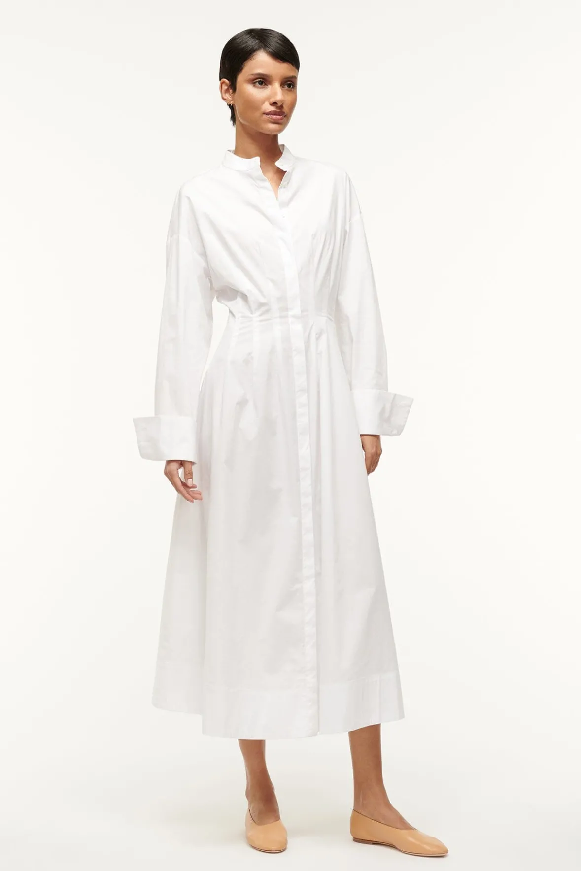 Poplin Shop|Dresses<STAUD MIDI LORENZA DRESS WHITE