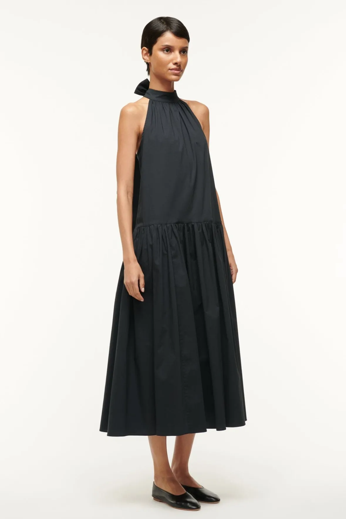 Poplin Shop|Dresses<STAUD MIDI MARLOWE DRESS BLACK