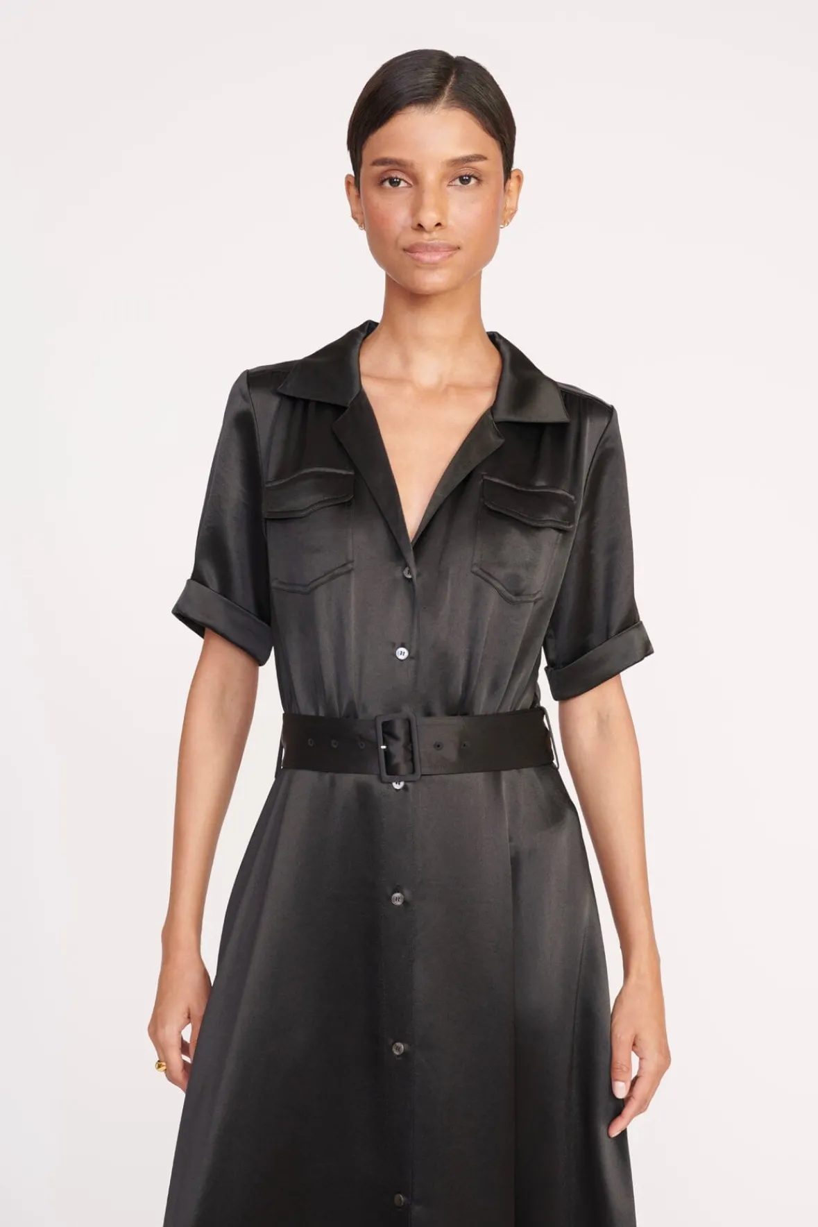 Dresses<STAUD MILLIE DRESS SATIN BLACK