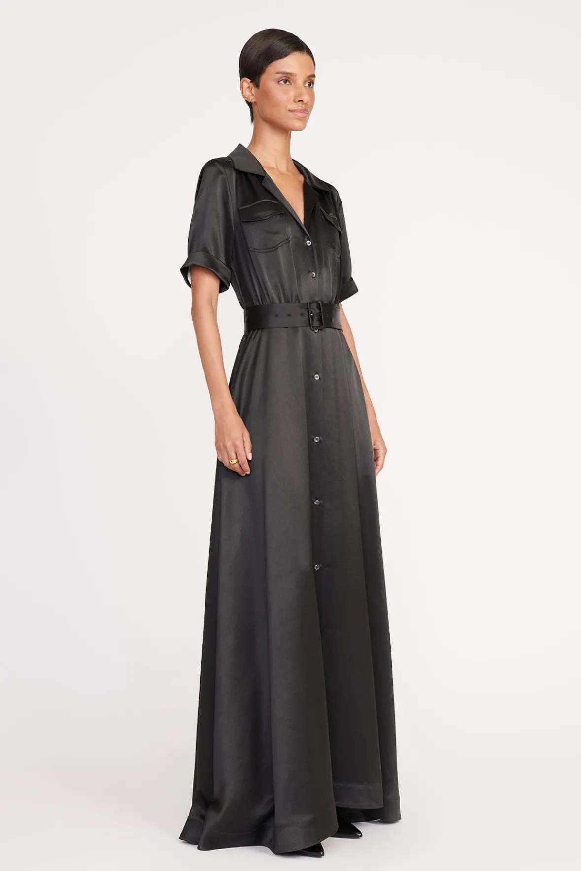 Dresses<STAUD MILLIE DRESS SATIN BLACK
