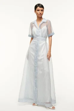 The Evening Edit|Dresses<STAUD MILLIE DRESS IVORY MICRO STRIPE IVORYMICROSTRIPE