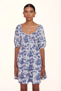 Dresses<STAUD MINI FAYE DRESS  BLUE TOILE BLUETOILE