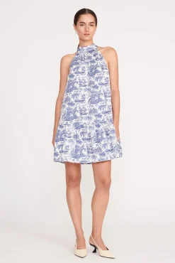 Dresses|Poplin Shop<STAUD MINI MARLOWE DRESS BLUE TOILE BLUETOILE
