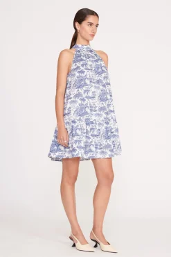 Dresses|Poplin Shop<STAUD MINI MARLOWE DRESS  BLUE TOILE BLUETOILE