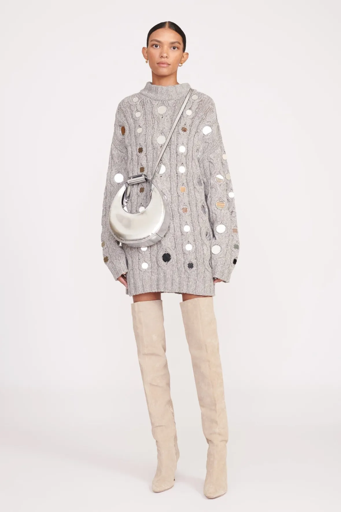 Moon<STAUD MINI MOON BAG CHROME