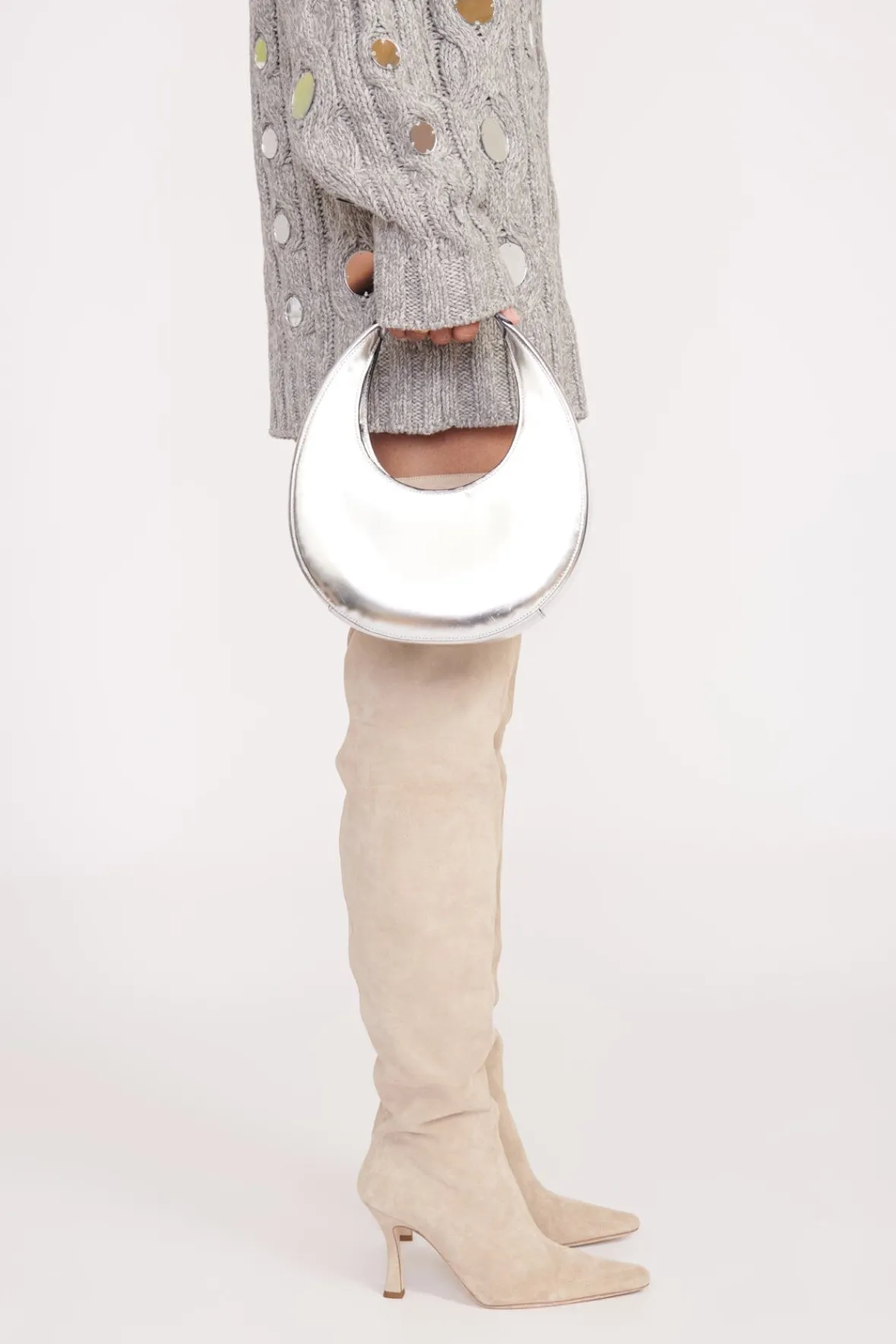 Moon<STAUD MINI MOON BAG CHROME